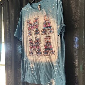 Blue Graphic 'MAMA' Short Sleeve Tee